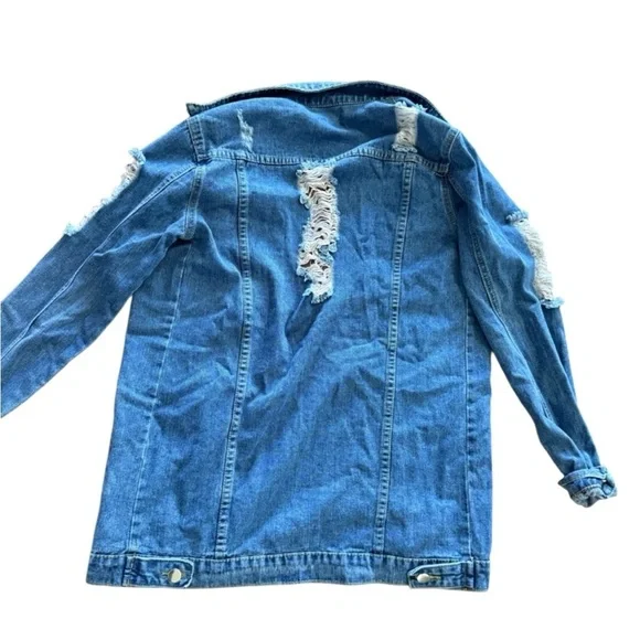 Oversized Distressed Denim Jacket | Size Small - Picture 2 of 3